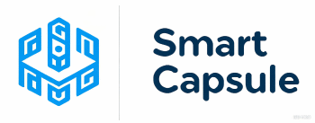 Logo of Smart Capsule, representing intelligent modular housing, with a house icon and the text "Smart Capsule" in a 3D - style within a capsule - shaped frame.